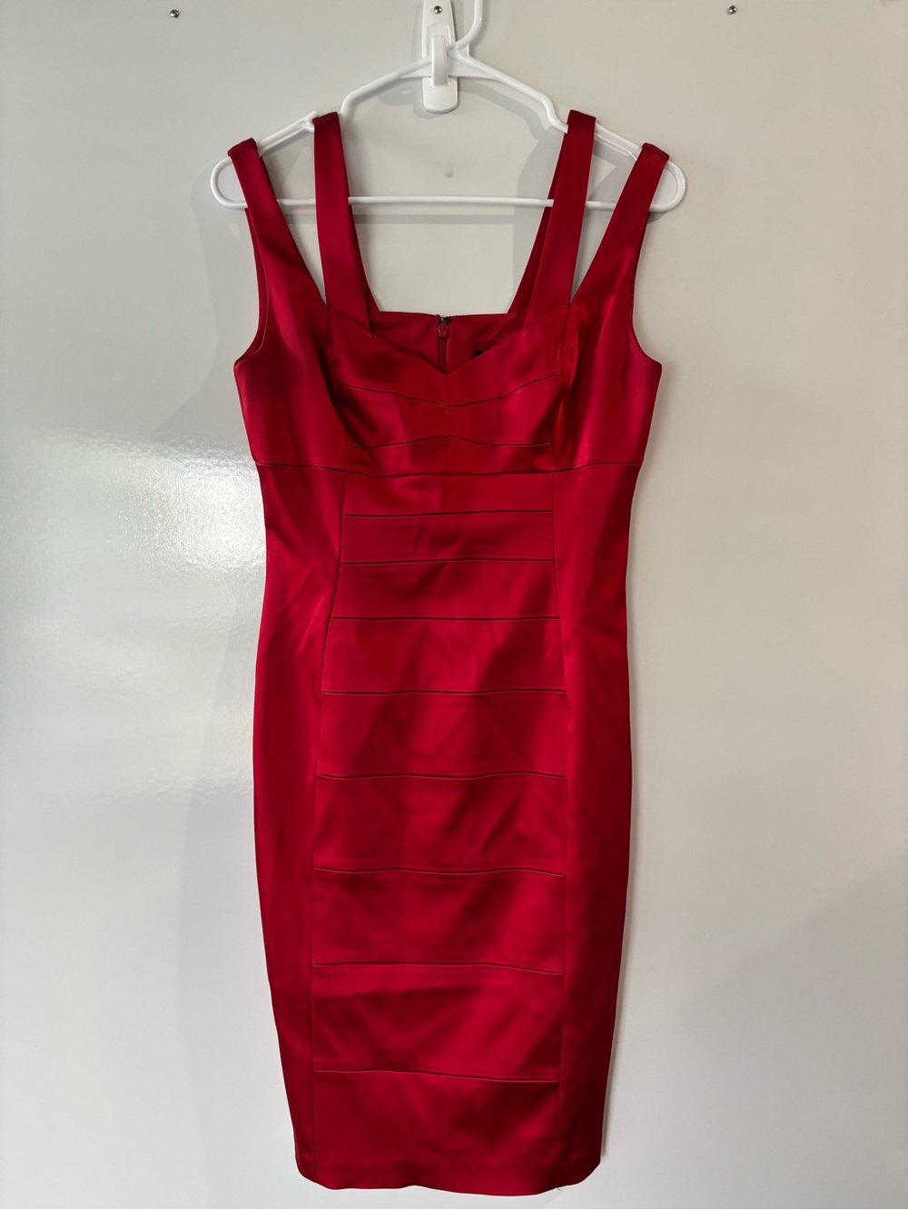 Jax wRed Double-Strap Sheath Midi Dress